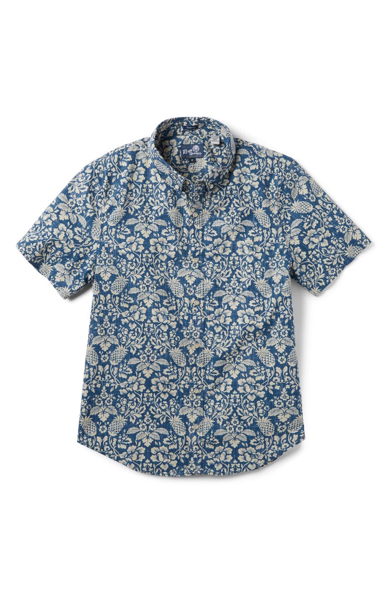 Reyn Spooner Oahu Harvest Tailored Fit Print Short Sleeve Button-Down Shirt, Main, color, 