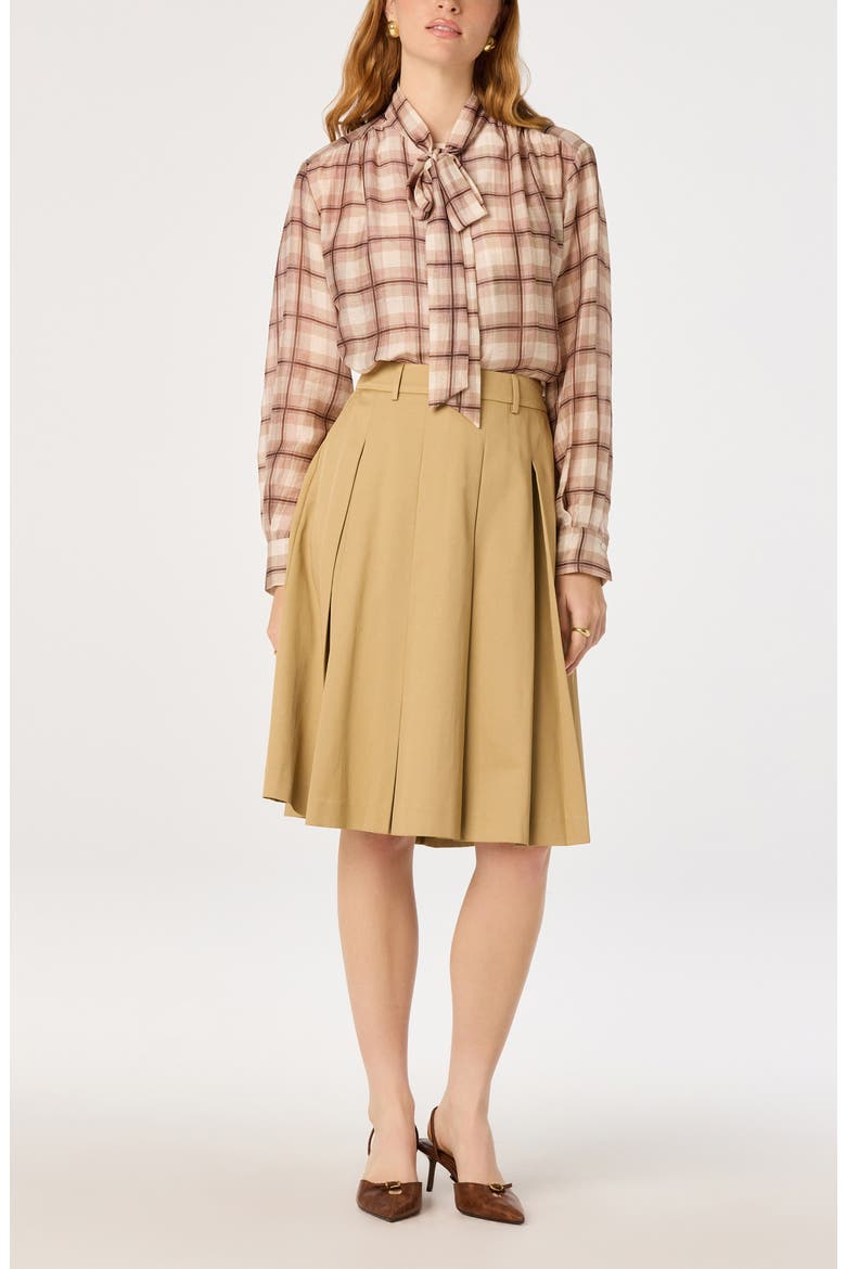 Mabry Tie Neck Long Sleeve Top, Alternate, color, BROWN PLAID