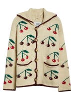 Bode Cherry Intarsia Merino Wool & Mohair Cardigan