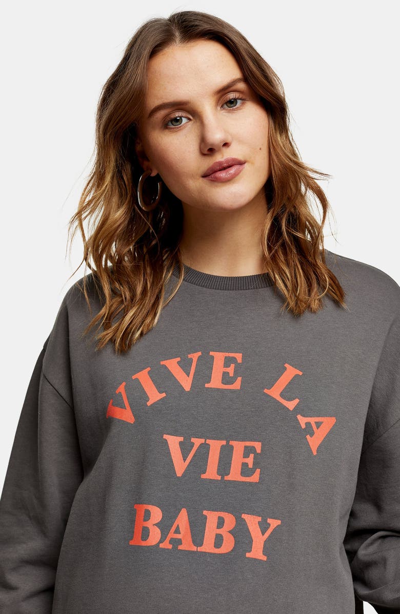 Topshop Vive La Vie Baby Graphic Maternity Sweatshirt, Alternate, color, 