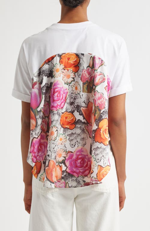 3.1 Phillip Lim Floral High Low Cotton T-shirt In White Multi