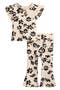 Floral Stretch Rib T-Shirt & Flared Leggings Set