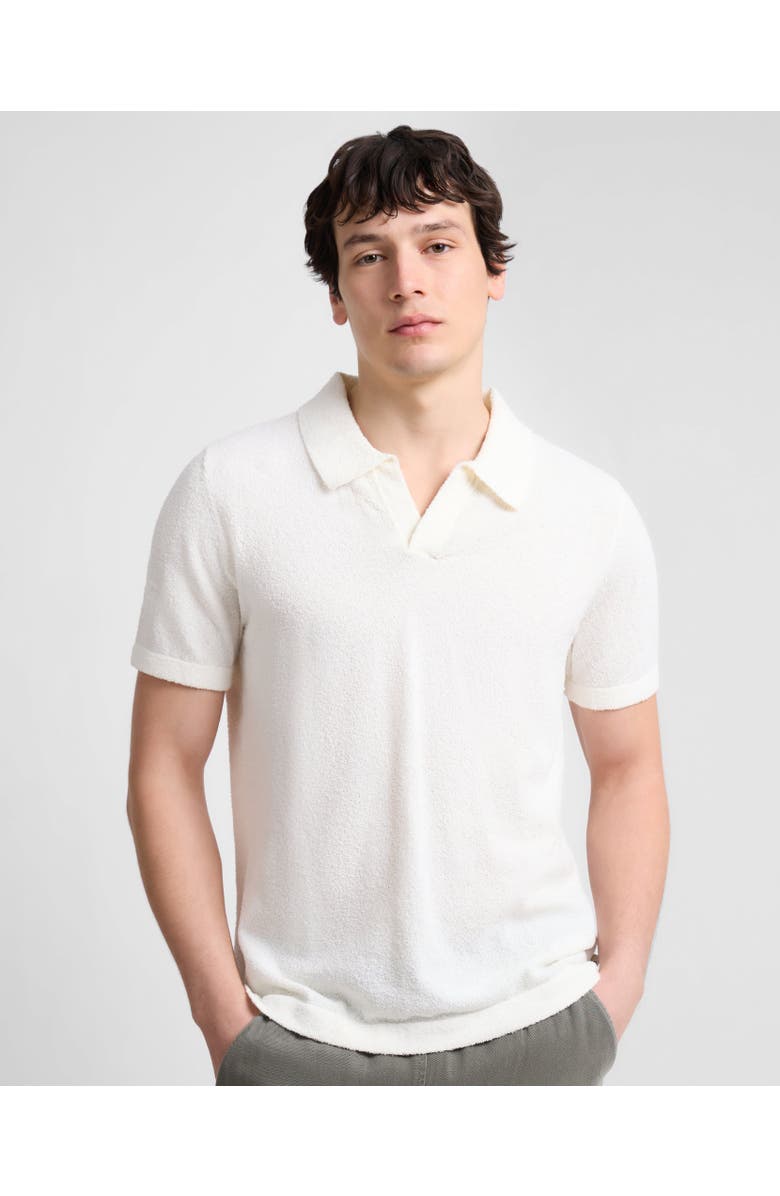 Onia Boucle Knit Johnny Polo, Main, color, Egret