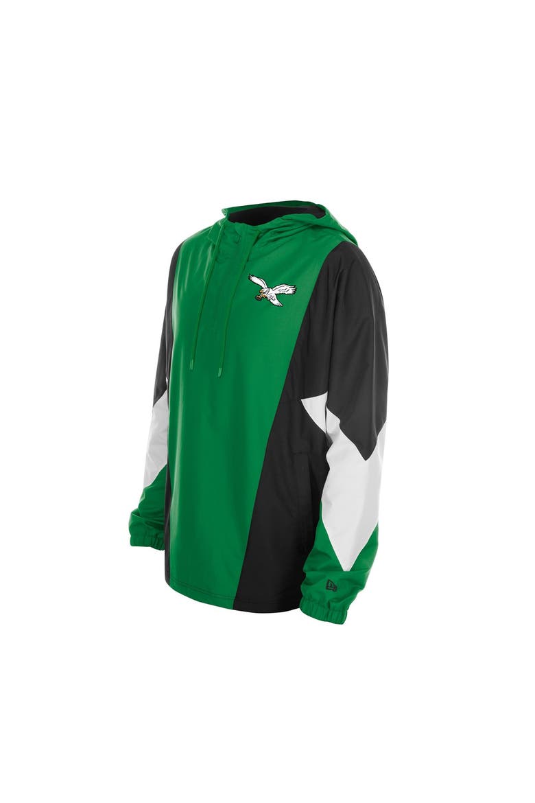 Men's New Era  Kelly Green Philadelphia Eagles Quarter-Zip Windbreaker Jacket, Alternate, color, Kelly Green