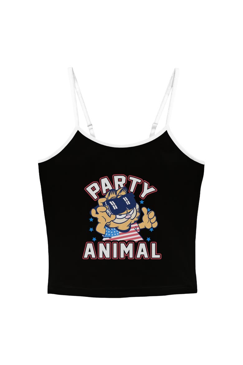 Junior's Garfield Cat Party Animal  Tank Top, Main, color, Black