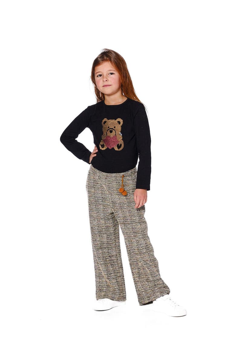 Deux par Deux Tweed Flare Pants, Main, color, Beige And Black