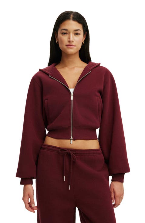 Women's Active Plush Relaxed Zip Through Hoodie
