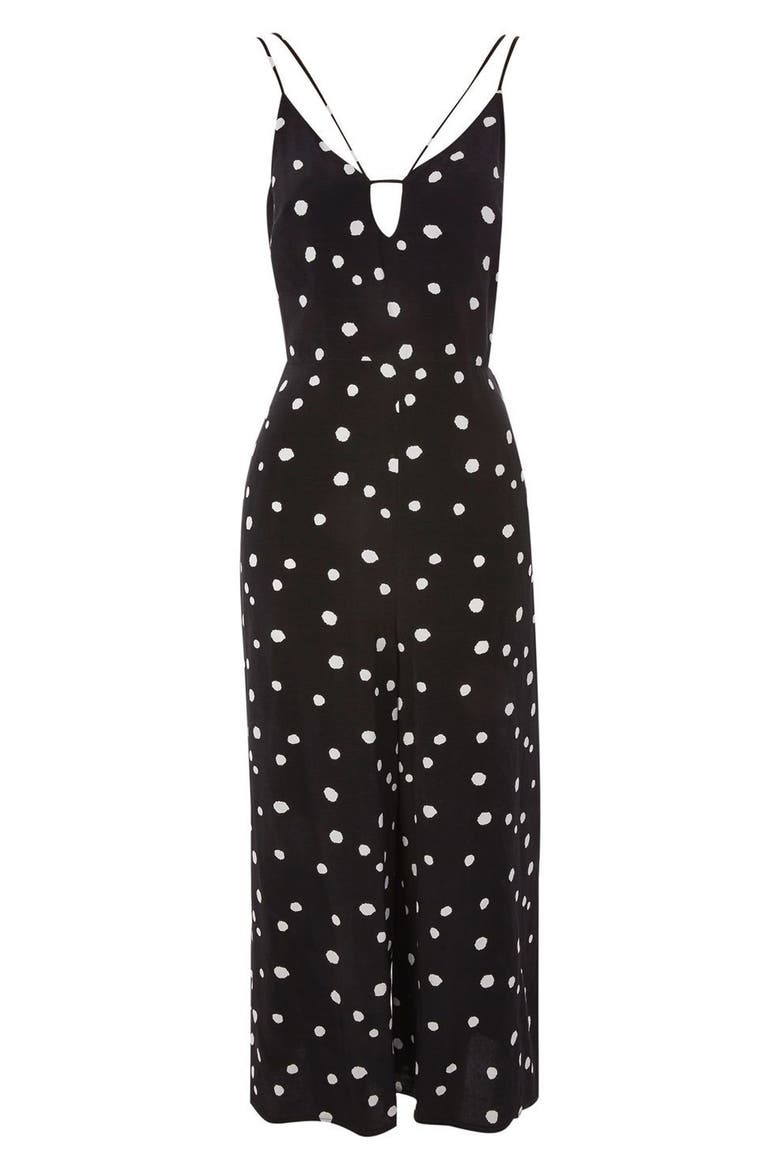 Spot Strappy Culotte Jumpsuit, Alternate, color, BLACK MULTI