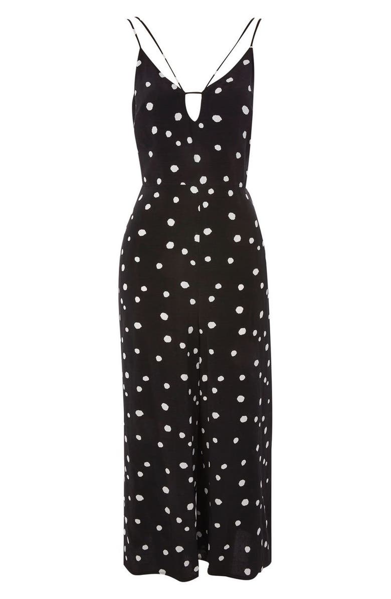 Topshop Spot Strappy Culotte Jumpsuit, Alternate, color, 