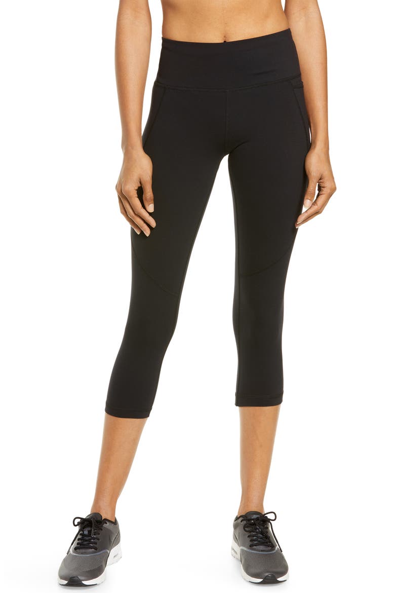 Power Workout Crop Pocket Leggings, Main, color, BLACK