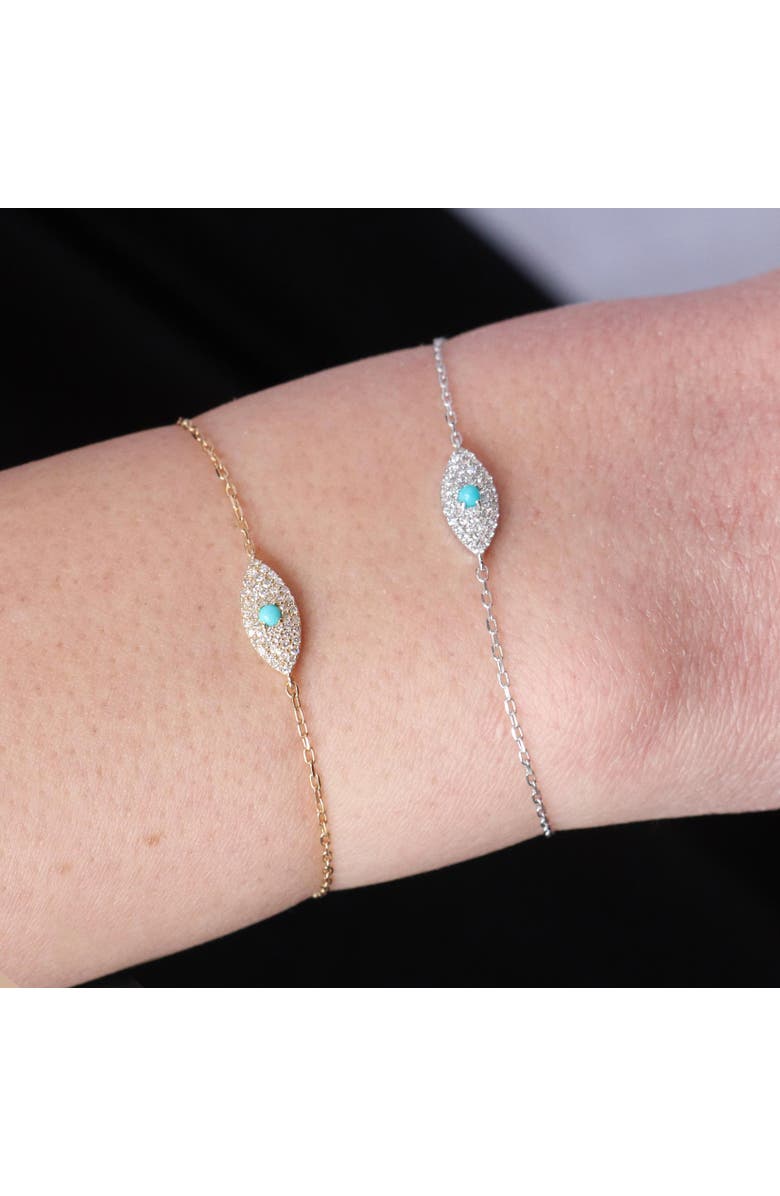 The Lovery Fine Jewelry Small Turquoise Evil Eye Bracelet, Alternate, color, Turquoise