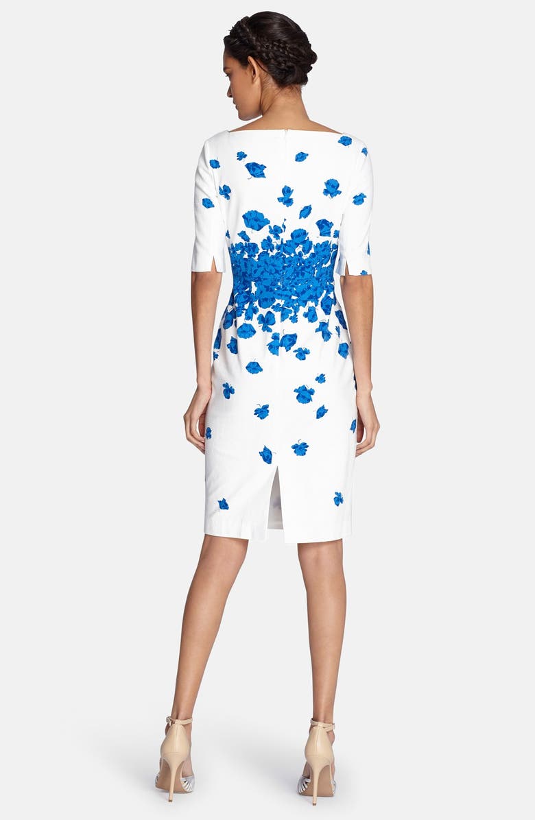 Tahari Floral Print Cotton Sheath Dress, Alternate, color,