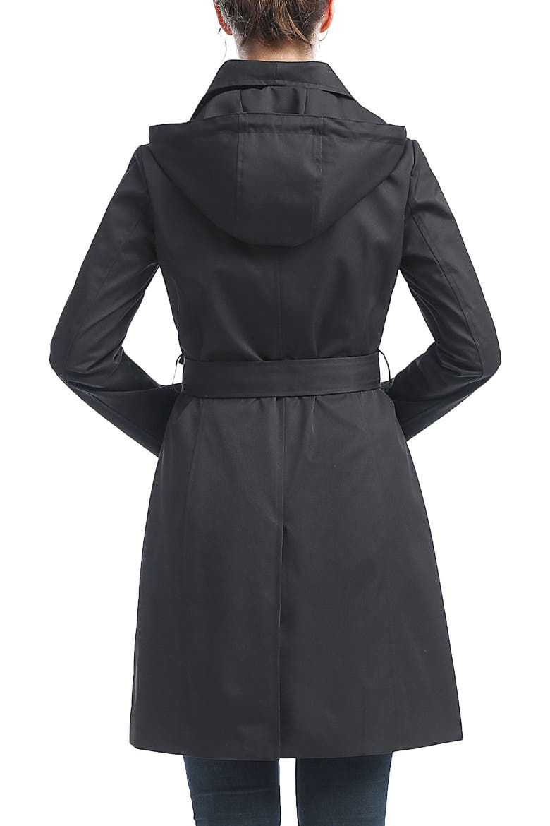 Elsa  Hooded Trench Coat, Alternate, color, Black
