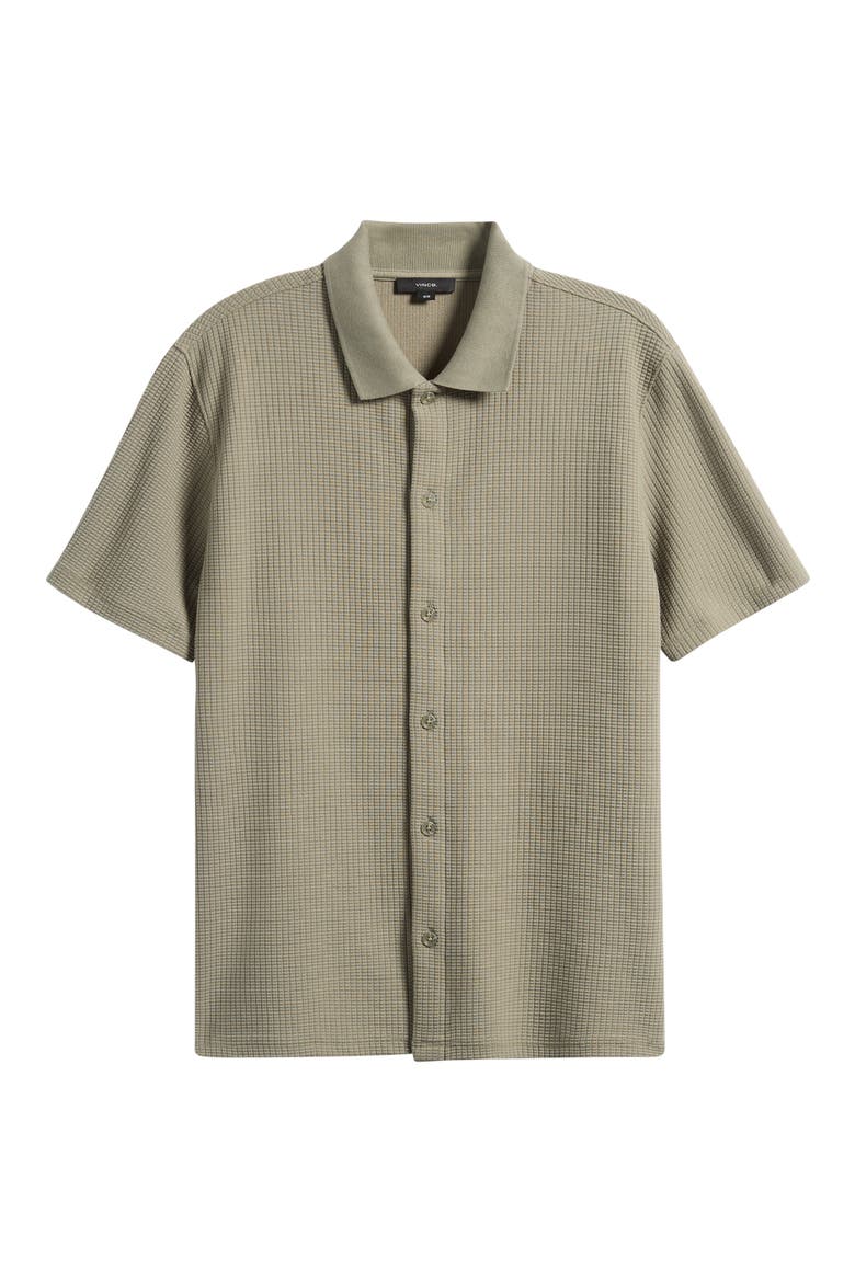 Grid Waffle Knit Button-Up Shirt, Alternate, color, SAGE