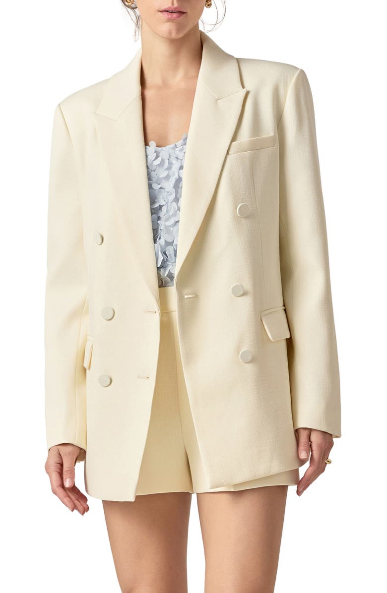 English Factory Double Breasted Jacket, Main, color, Cream