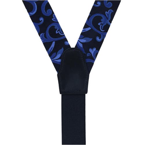 Trafalgar Christian The Romantic Brocade Silk Button End Suspenders In Royal Blue