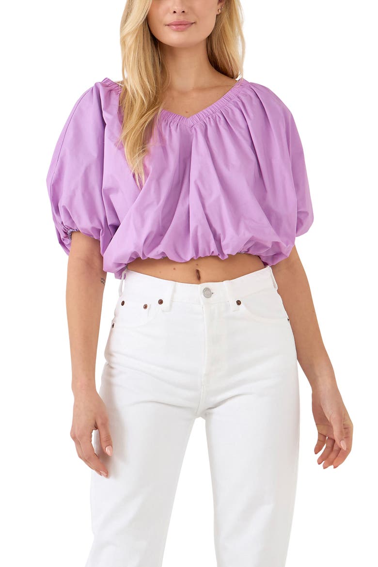 Puff Crop Blouse, Alternate, color, LILAC