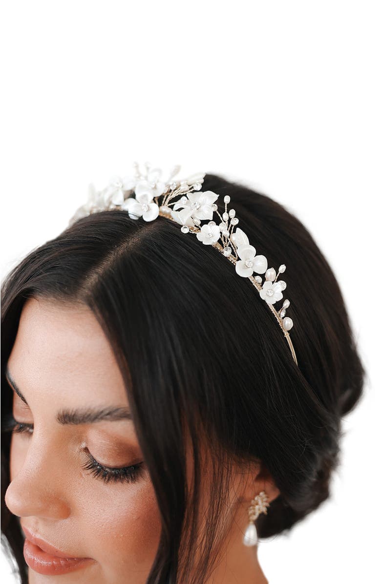 Untamed Petals Josephine Crystal Tiara, Alternate, color, Gold