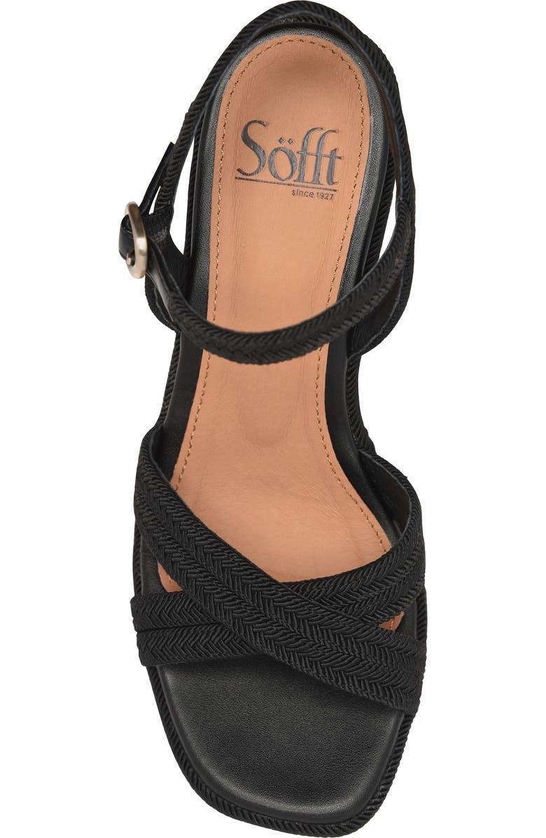 Söfft Newbury Espadrille Ankle Strap Platform Wedge Sandal, Alternate, color, Black