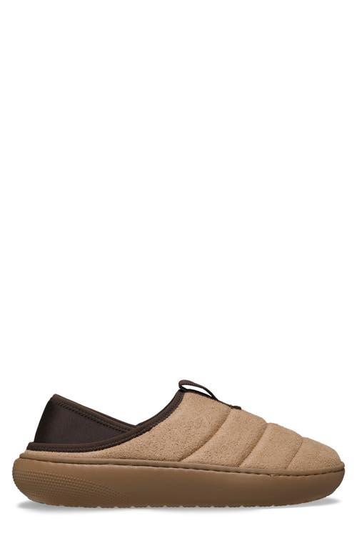 Crocs Classic Vegan Suede Quilted Slip On Shoe In Brown