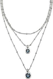UNODE50 Sterling silver-plated triple midi pendant with crystals