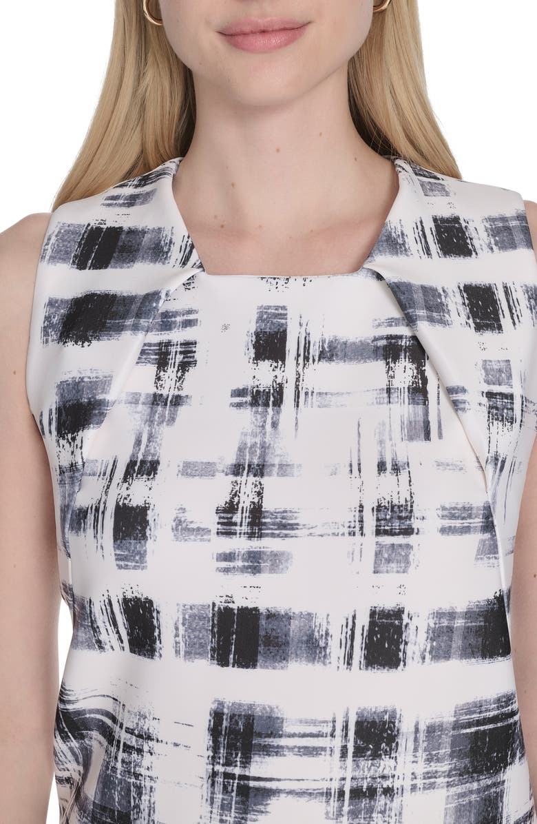 Calvin Klein Variegated Print Sheath Dress, Alternate, color, Black/ Off White