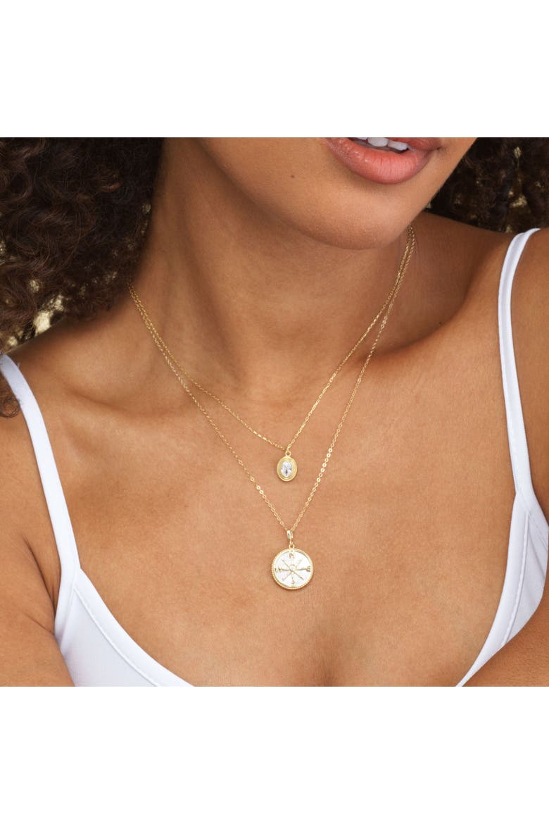 Mother of Pearl Compass Necklace, Alternate, color, Mother of Pearl