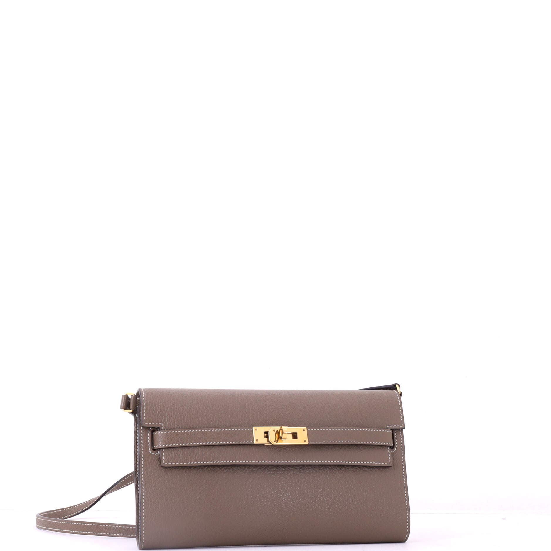 Pre-Owned Hermes Kelly To Go Wallet Chevre Mysore, Alternate, color, Etoupe
