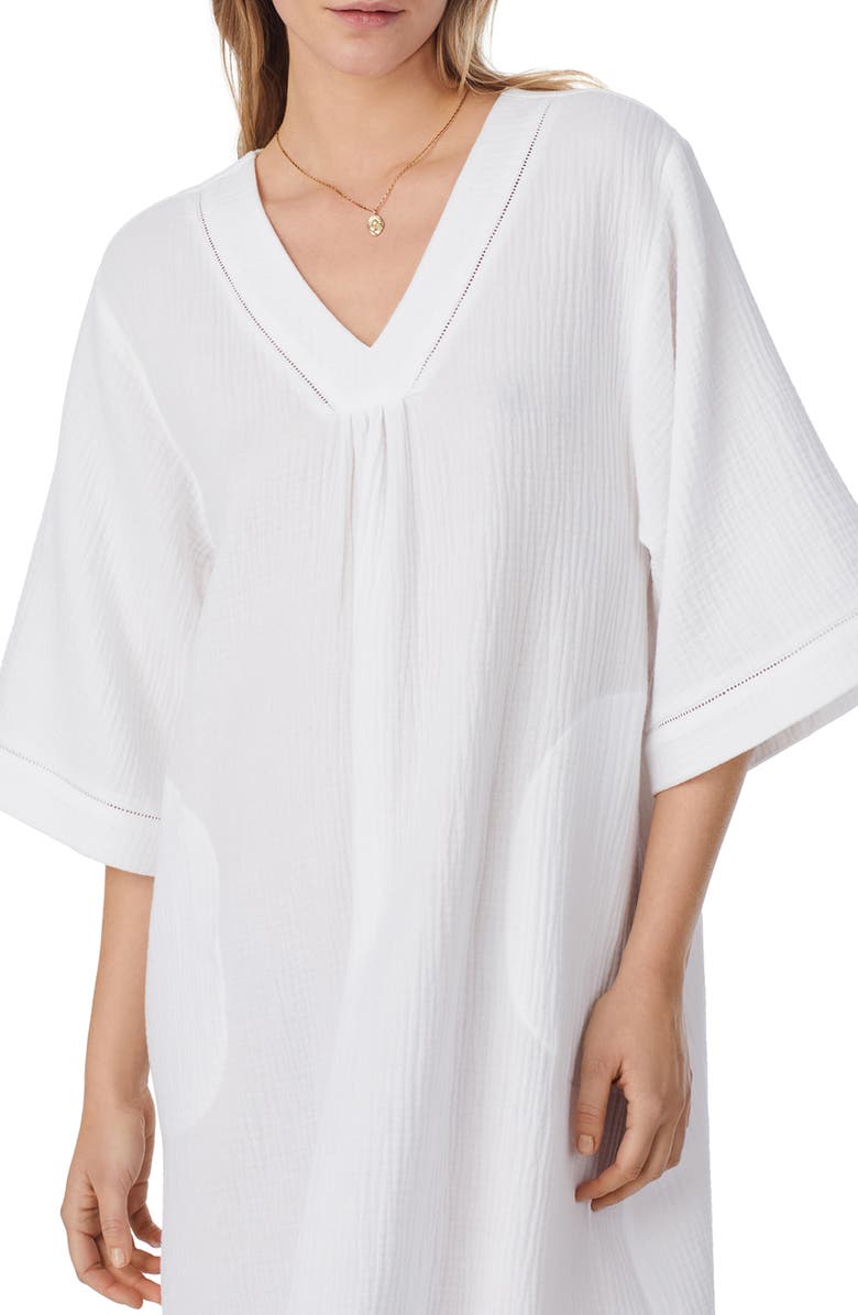 Eileen West Cotton Gauze Caftan, Alternate, color, White