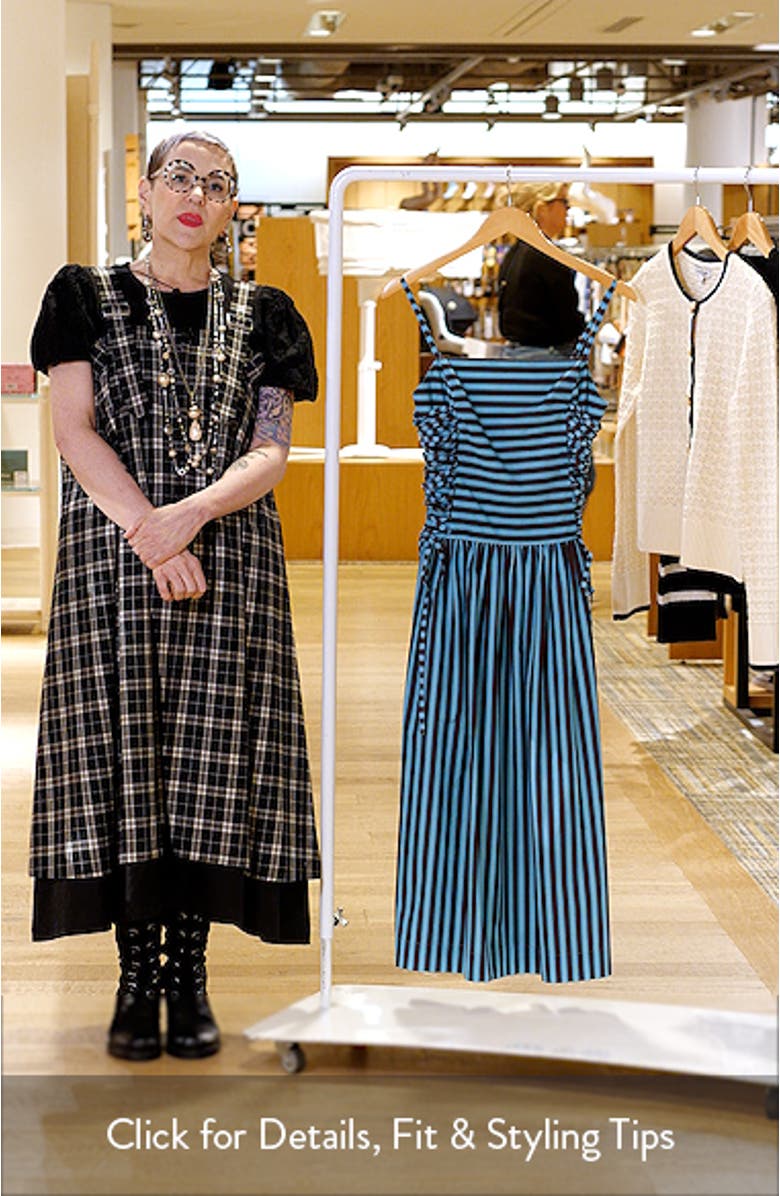 Angelina Stripe Lace-Up Side Midi Sundress, sales video thumbnail