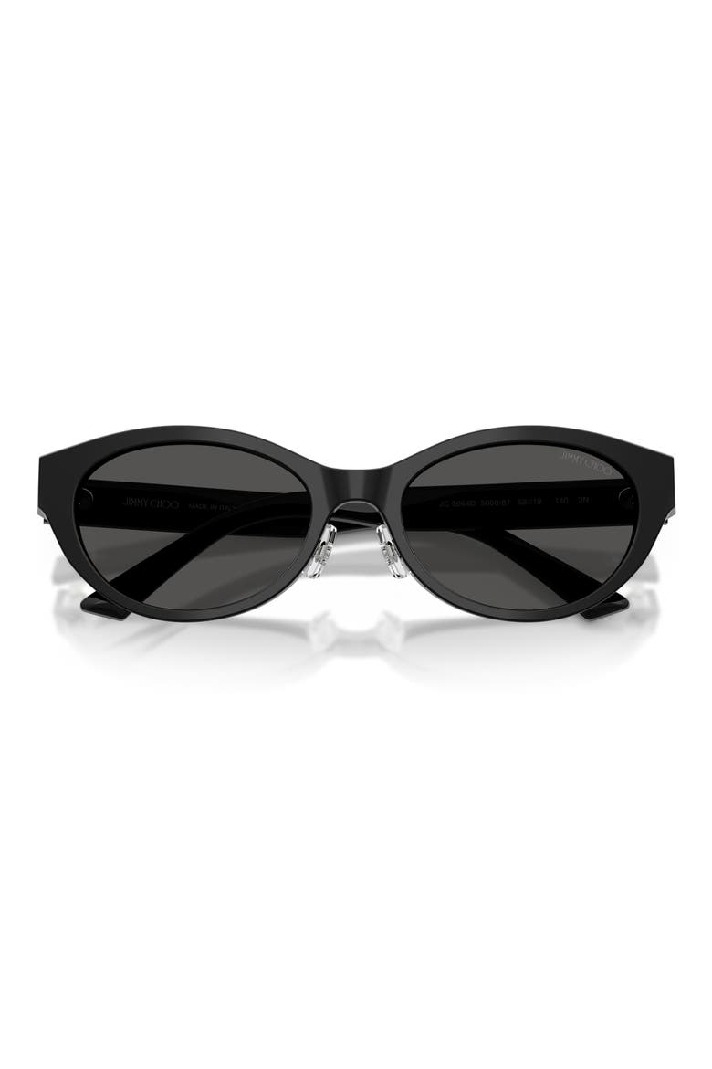55mm Oval Sunglasses, Alternate, color, BLACK / DARK GREY