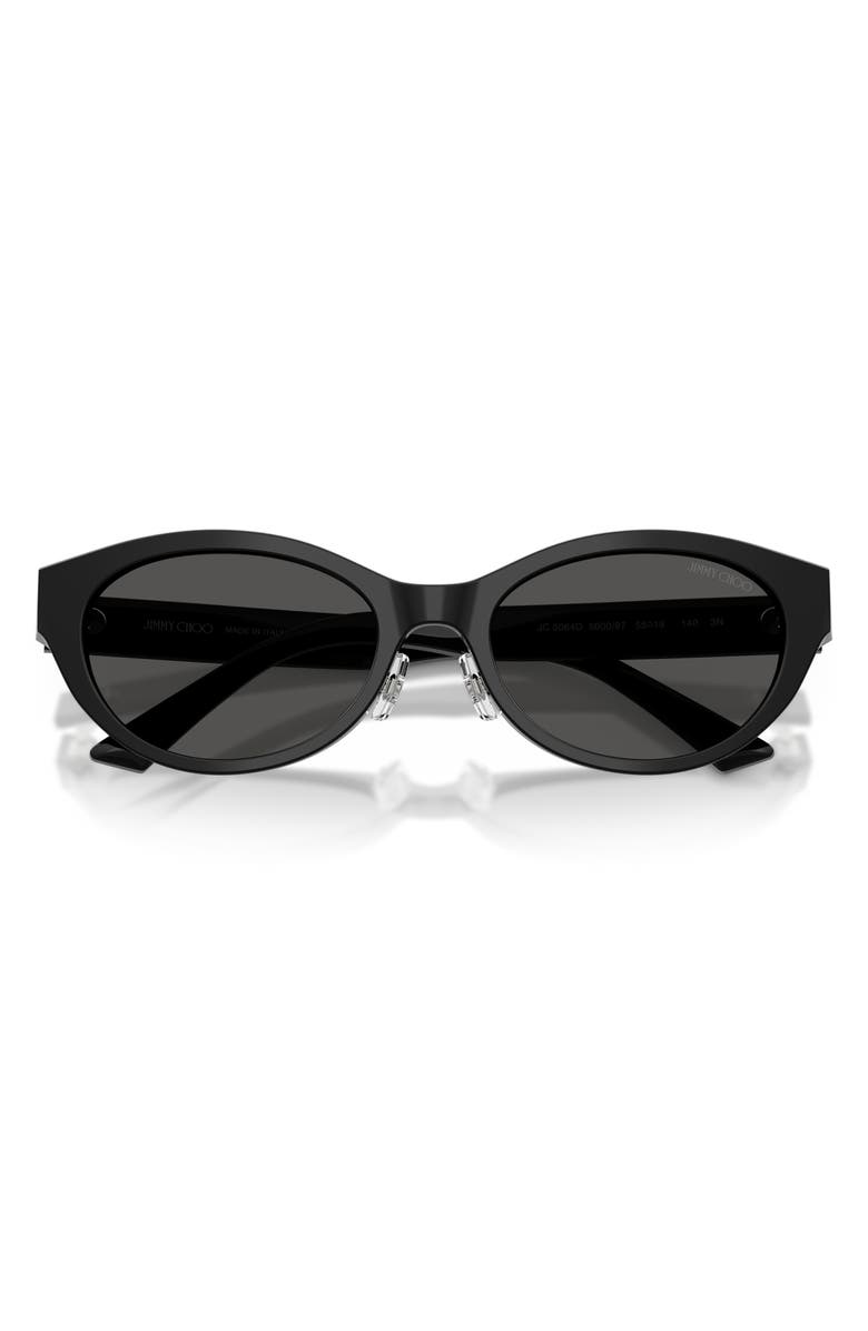 Jimmy Choo 55mm Oval Sunglasses, Alternate, color, Black / Dark Grey