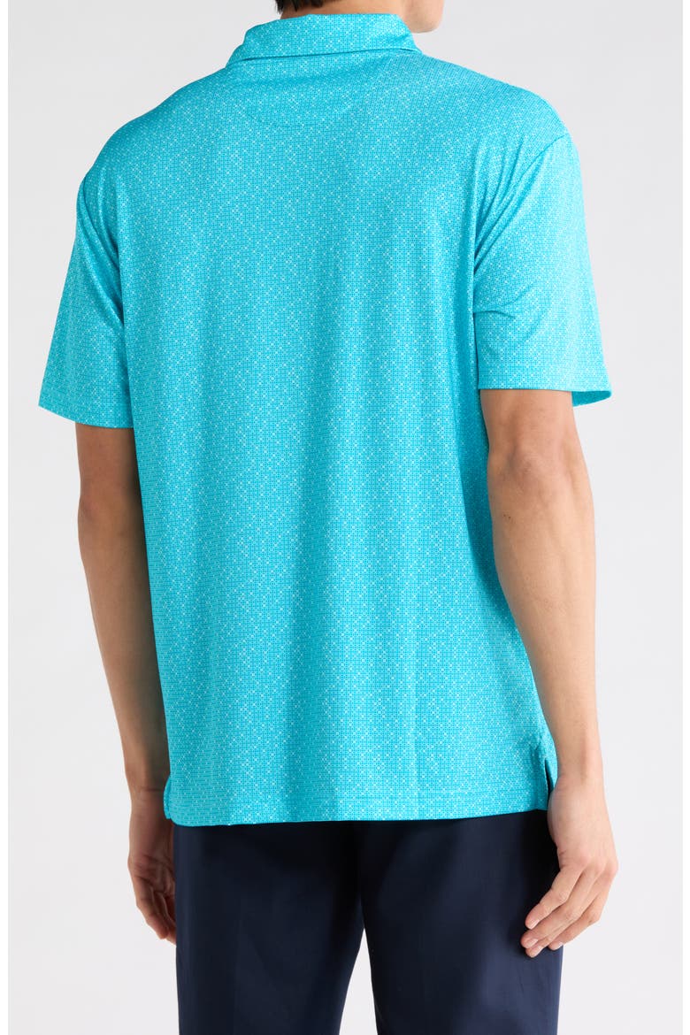 Mini Geometric Print Knit Golf Polo, Alternate, color, BLUE CURACAO