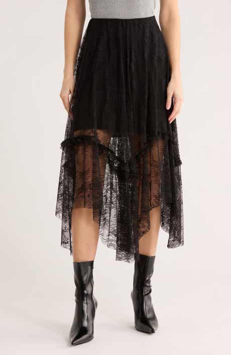 AllSaints Josie Asymmetric Lace Skirt