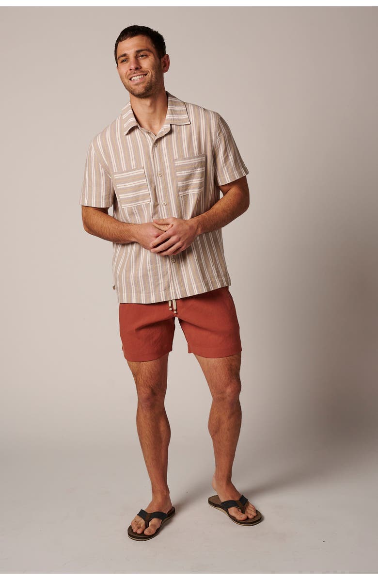 LEISURE LAB Laguna Button Up, Alternate, color, Beige Stripes