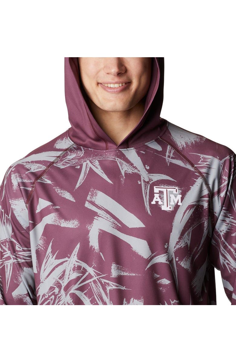 Columbia Men's Columbia Maroon/Gray Texas A&M Aggies Super Terminal Tackle Omni-Shade Raglan Long Sleeve Hoodie T-Shirt, Alternate, color, Maroon