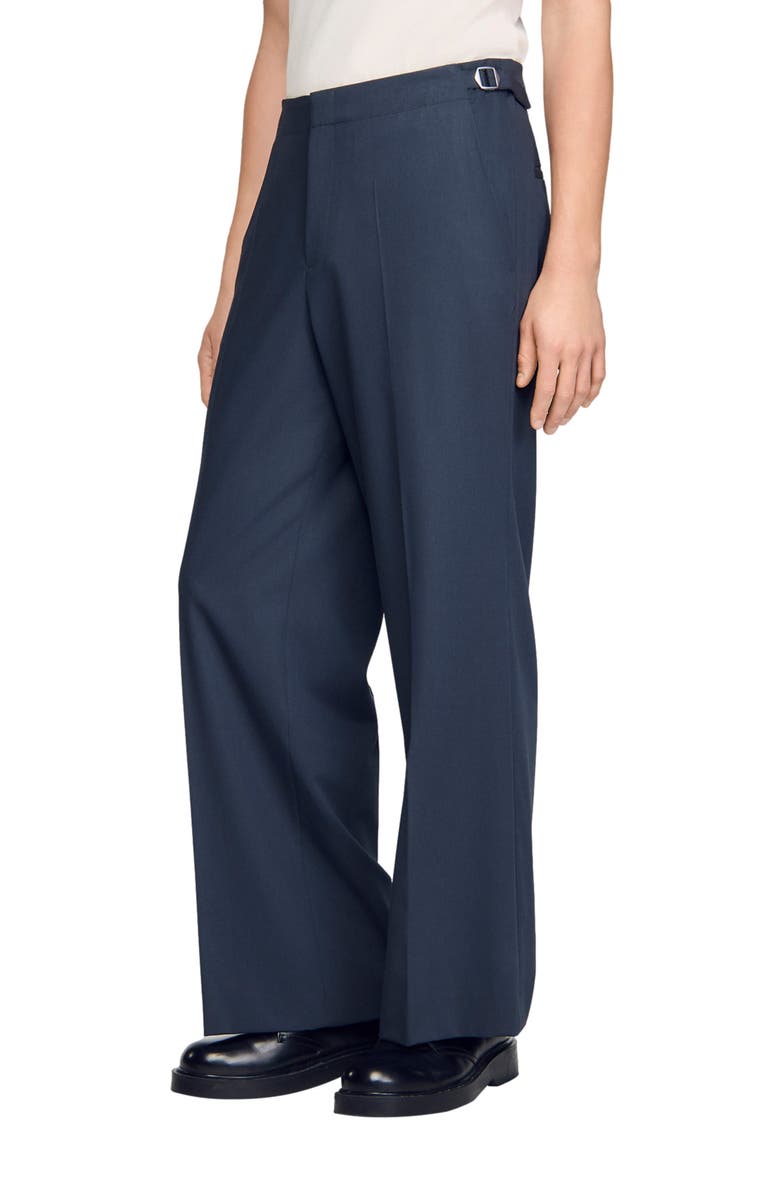SANDRO Wide-leg bouclé wool trousers, Main, color, Dark Grey
