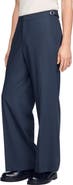 SANDRO Wide-leg bouclé wool trousers