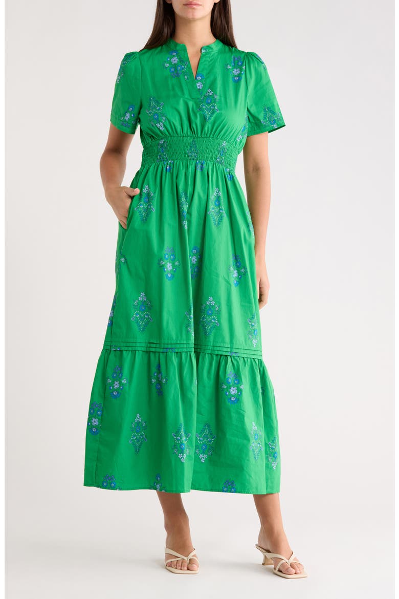Lara Floral Print A-Line Dress, Main, color, KELLY-BLUES