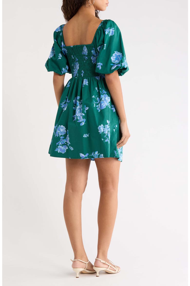 Truth Be Told Floral Print Minidress, Alternate, color, TEAL-BLUE