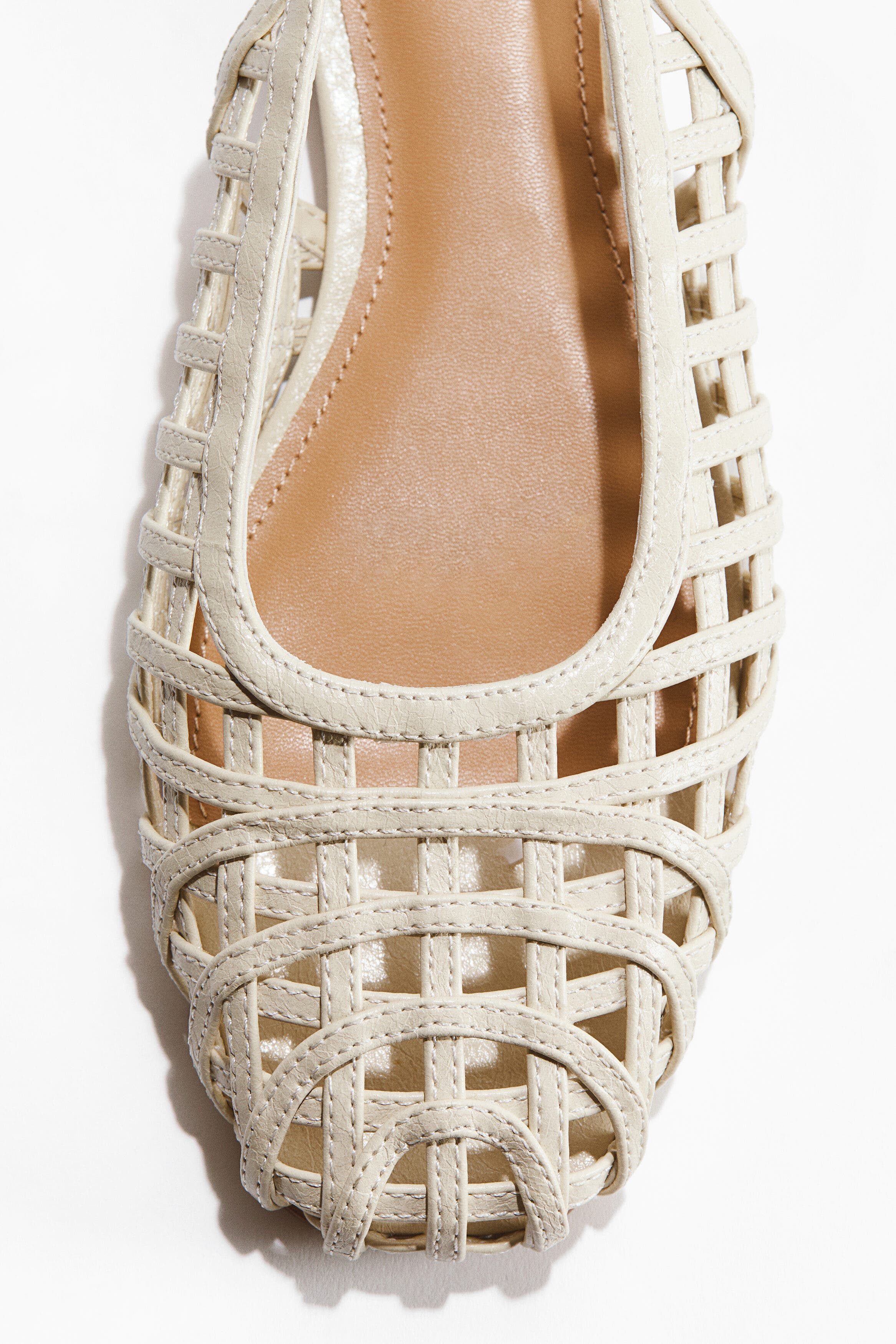 H&M Braided-look Slingbacks, Alternate, color, Light Beige