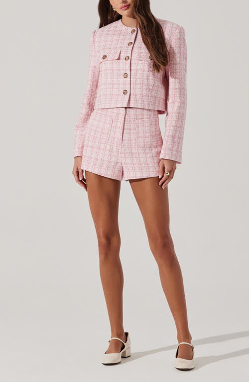 Astr The Label Tweed Crop Jacket In Pink