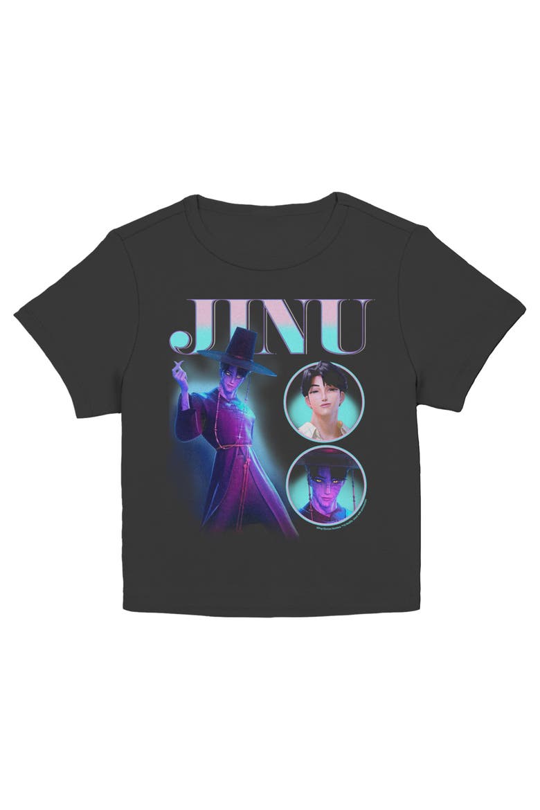 Junior's KPop Demon Hunters Jinu Saja Portrait Circles  Graphic T-Shirt, Main, color, Black