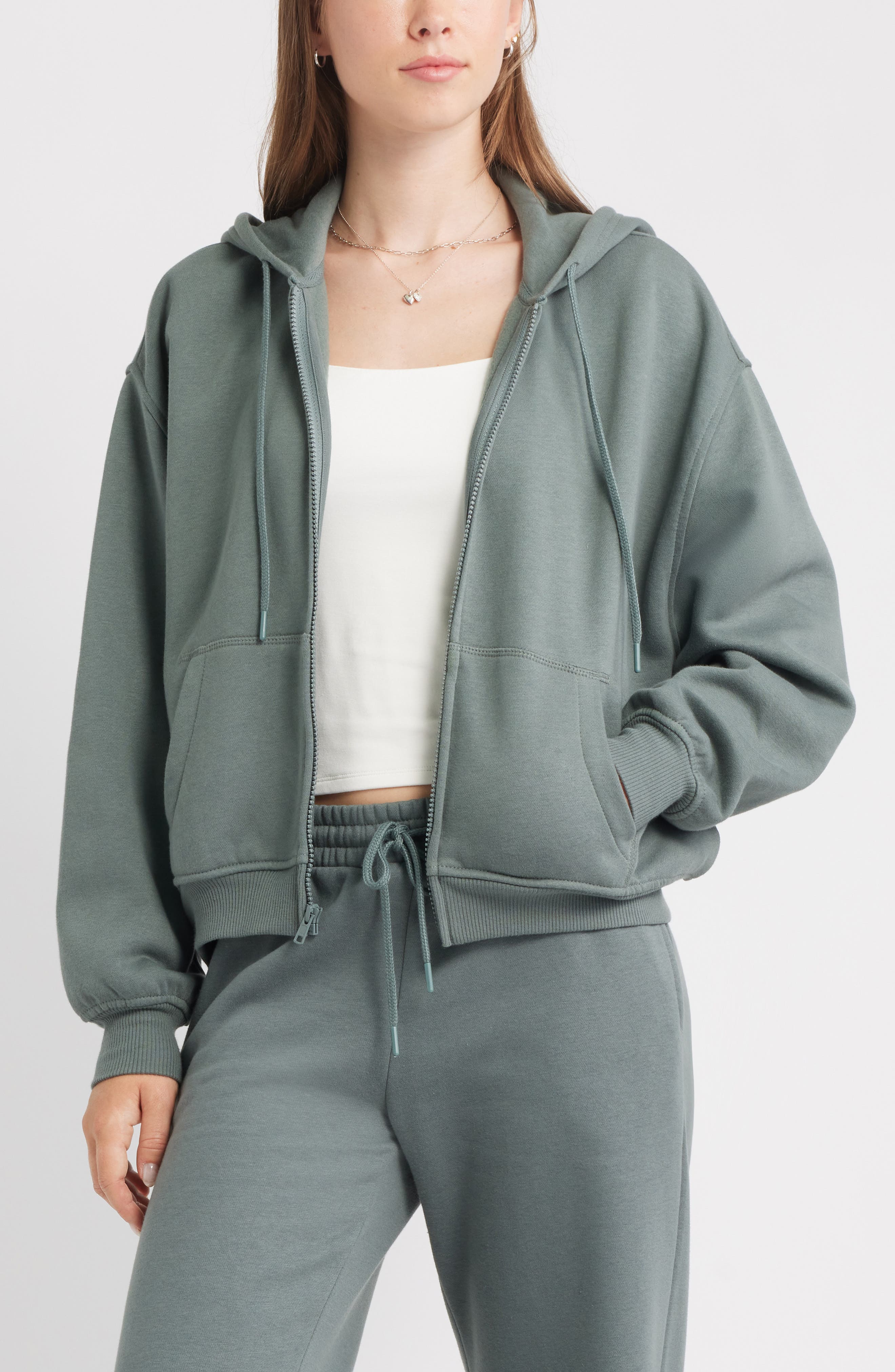 BP. Relaxed Cotton Blend Zip Hoodie