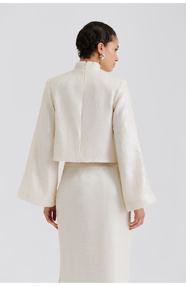 Malina Line Longsleeve Sequin Top, Alternate, color, Vanilla