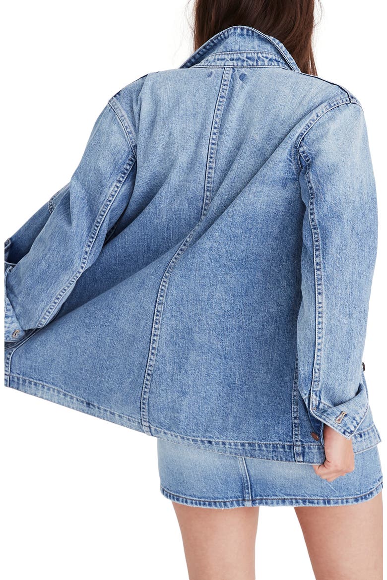 Embroidered Denim Chore Coat, Alternate, color, ROSSEAU WASH