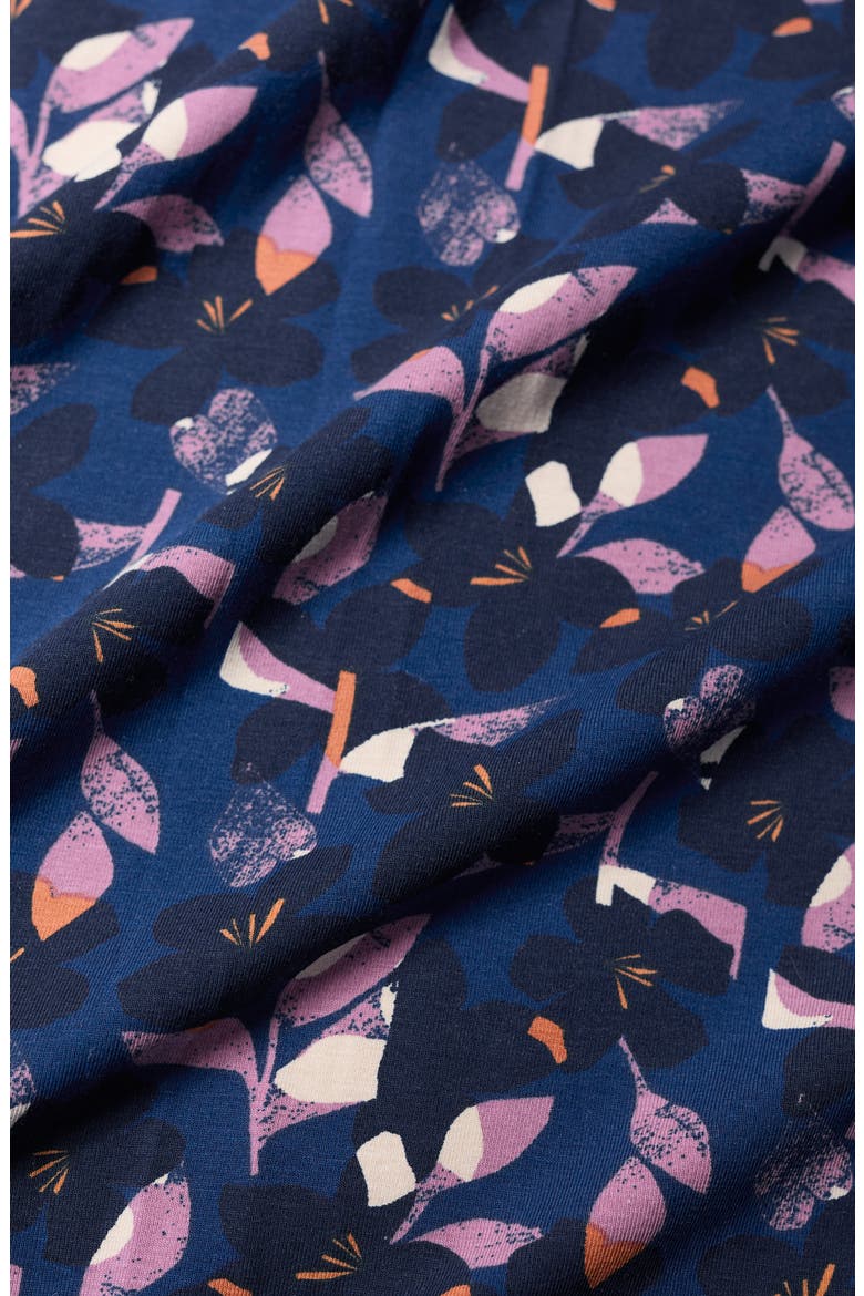 Veronica Print Stretch Organic Cotton Jersey Midi Dress, Alternate, color, MACRO FLOWER MARINE