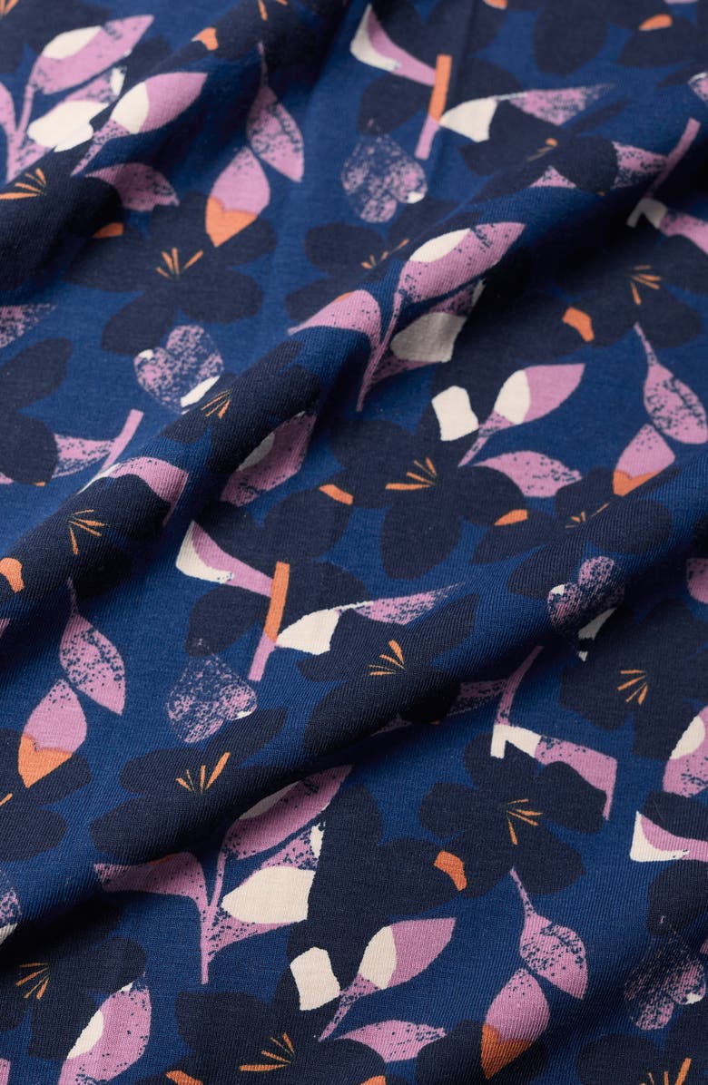 Seasalt Cornwall Veronica Print Stretch Organic Cotton Jersey Midi Dress, Alternate, color, Macro Flower Marine