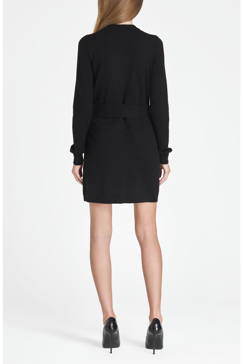 Becca Belted Long Sleeve Sweater Minidress, Alternate, color, BLACK