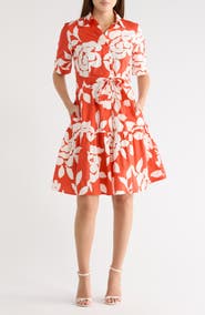 Calvin Klein Floral Short Sleeve Cotton Shirtdress